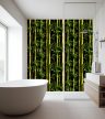 Tile mural with vibrant bamboo stalks and natural green leaves